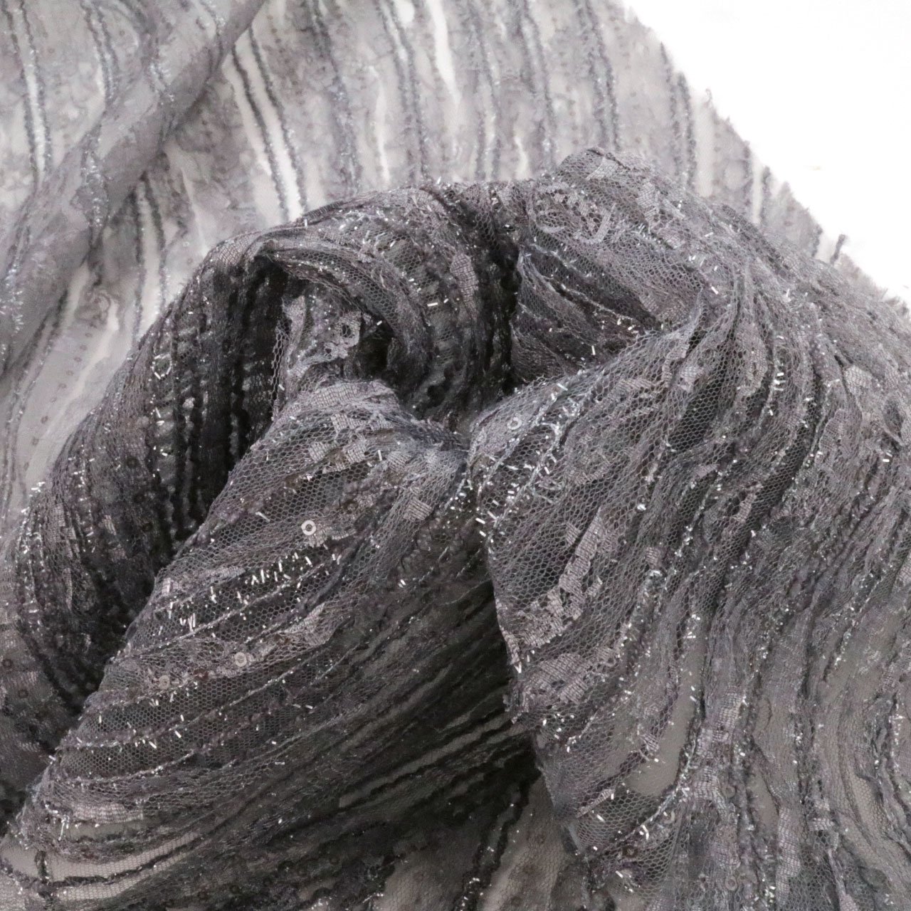 Gray 3D Lace Cording Embroidery Lace Fabric Ribbon Embroidery for Party Dress
