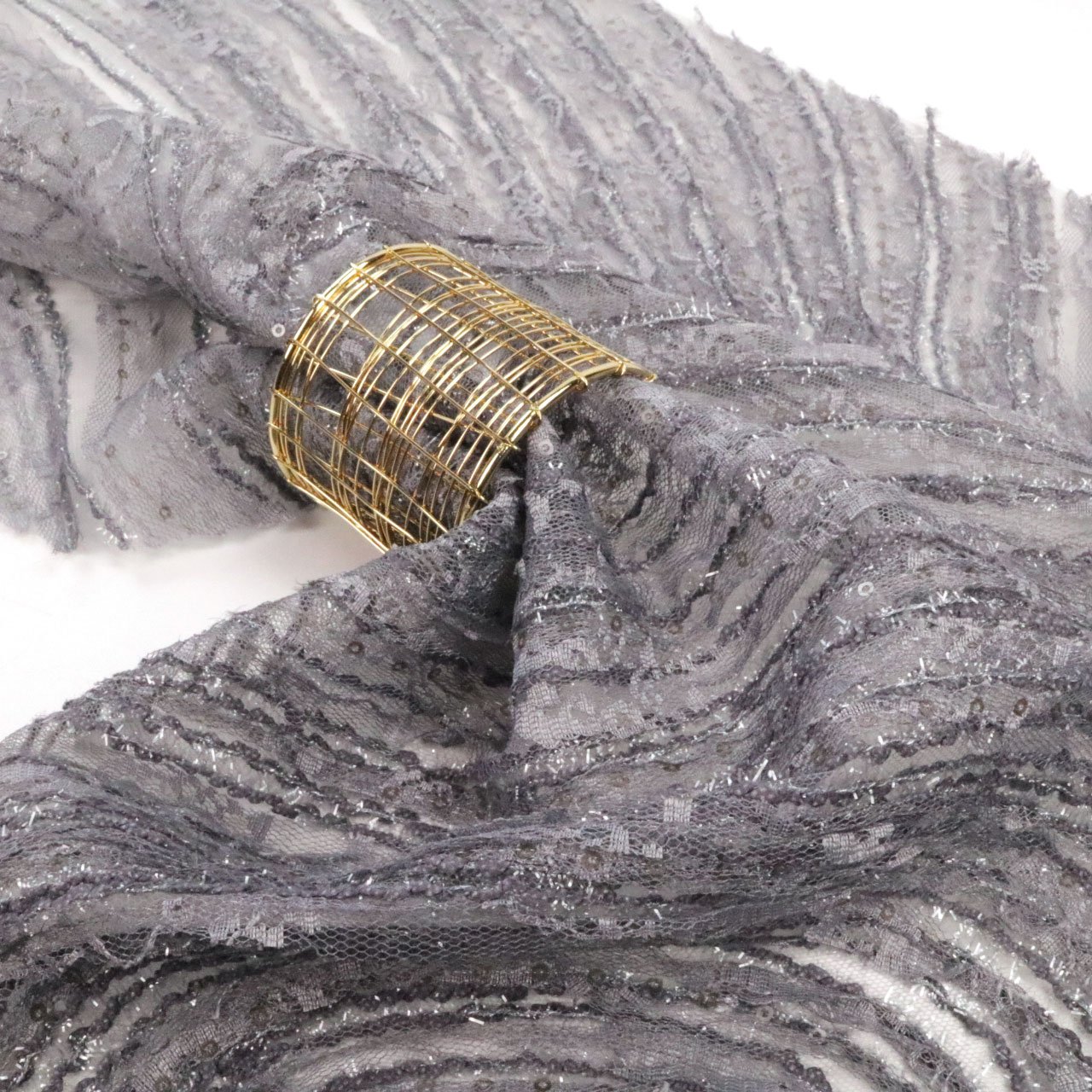Gray 3D Lace Cording Embroidery Lace Fabric Ribbon Embroidery for Party Dress