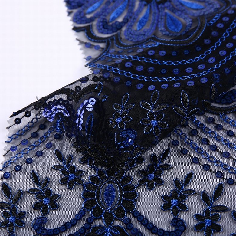 HA-15747B China supplier bridal mesh tulle sequence embroidery fabric with sequin