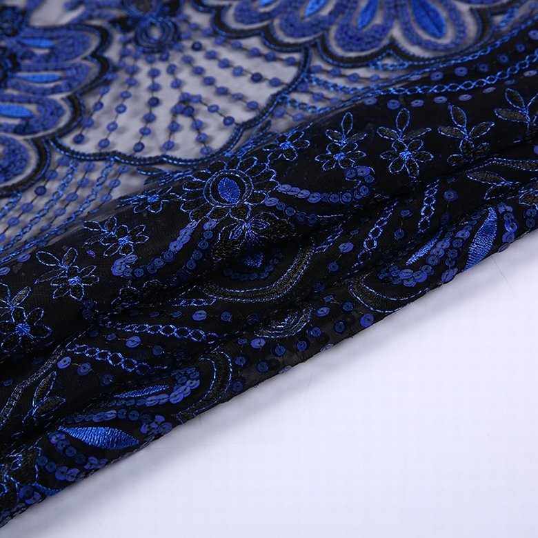 HA-15747B China supplier bridal mesh tulle sequence embroidery fabric with sequin