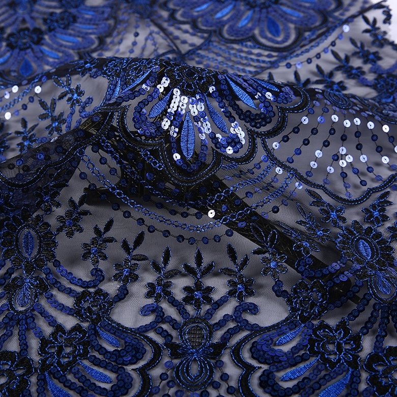 HA-15747B China supplier bridal mesh tulle sequence embroidery fabric with sequin