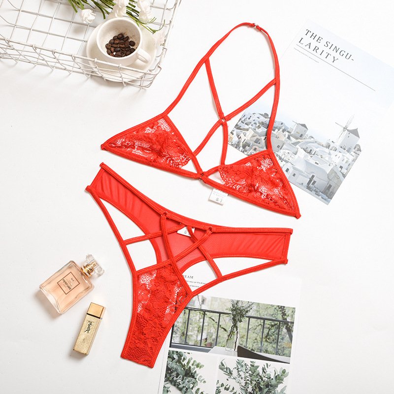 2024 New Arrival Red Lace Transparent Women Sexy Bondage Lingerie Underwear erotic night suit Women's Lingerie Set