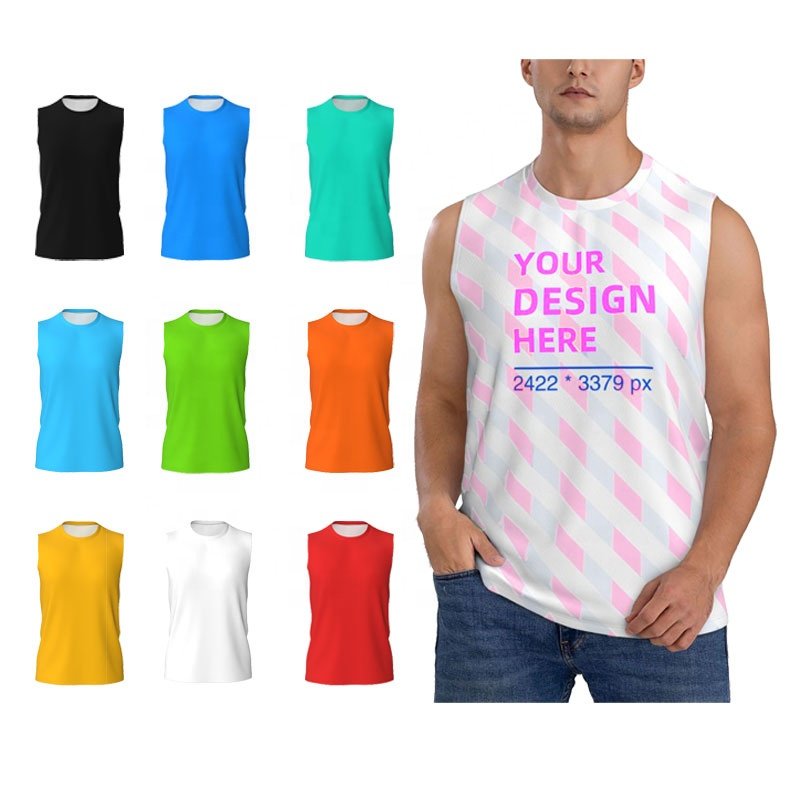 Muscle Men's Casual Fitness Tank Top Custom Logo Athletic Running Gym Vest with Breathable Knitted Weave Sleeveless Work out Top