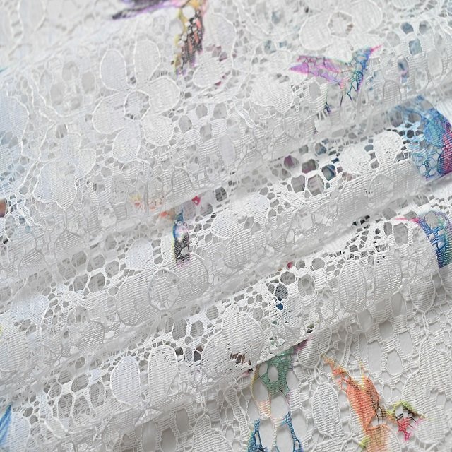 Low MOQ 100% Polyester Animal Prints Lace Fabric For Dress