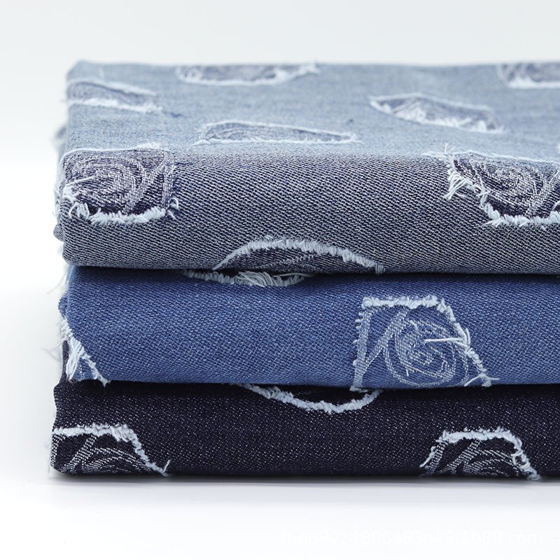 Inferencer Rose Jacquard Fried Salt Water Wash Denim Fabric Clothing Fabric High-Grade Clothing Dress Fabric