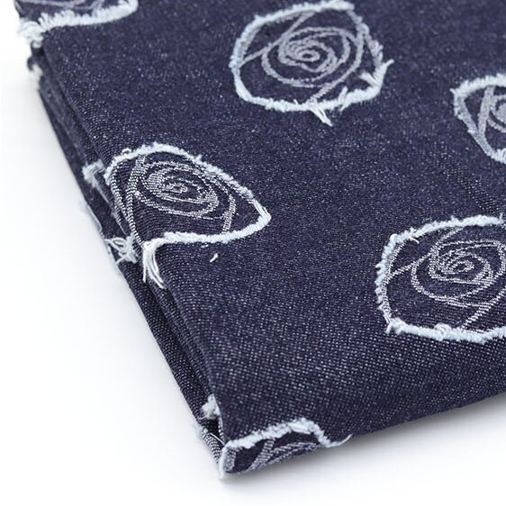 Inferencer Rose Jacquard Fried Salt Water Wash Denim Fabric Clothing Fabric High-Grade Clothing Dress Fabric