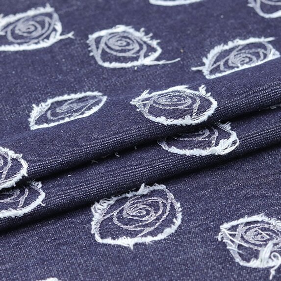 Inferencer Rose Jacquard Fried Salt Water Wash Denim Fabric Clothing Fabric High-Grade Clothing Dress Fabric