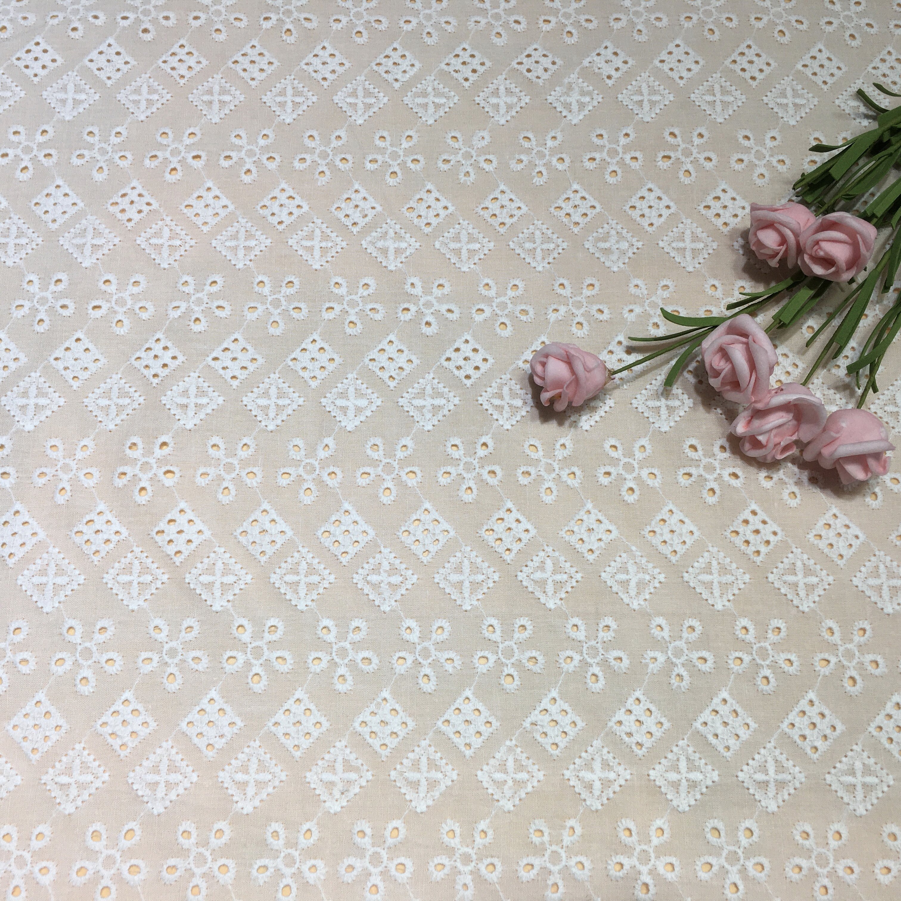 RXF2169 cotton eyelet white stock embroidery lace