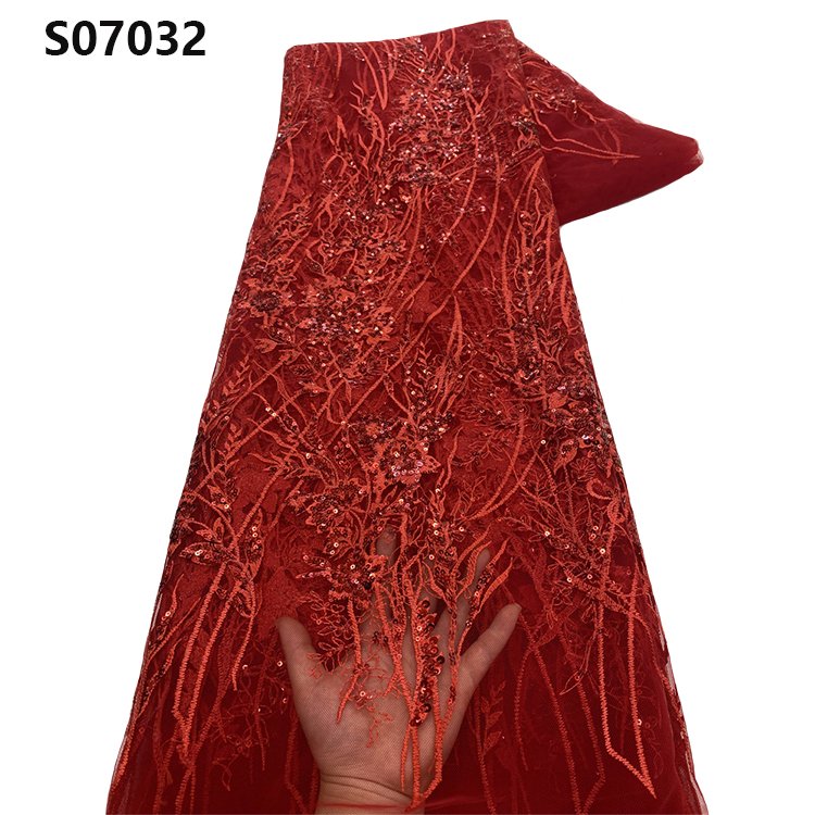 CHOCOO New Arrival African White Sequence Lace Latest French Embroidery Net Lace Fabric With Sequins For Wedding Dress