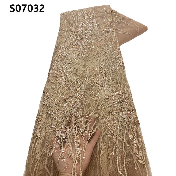 CHOCOO New Arrival African White Sequence Lace Latest French Embroidery Net Lace Fabric With Sequins For Wedding Dress
