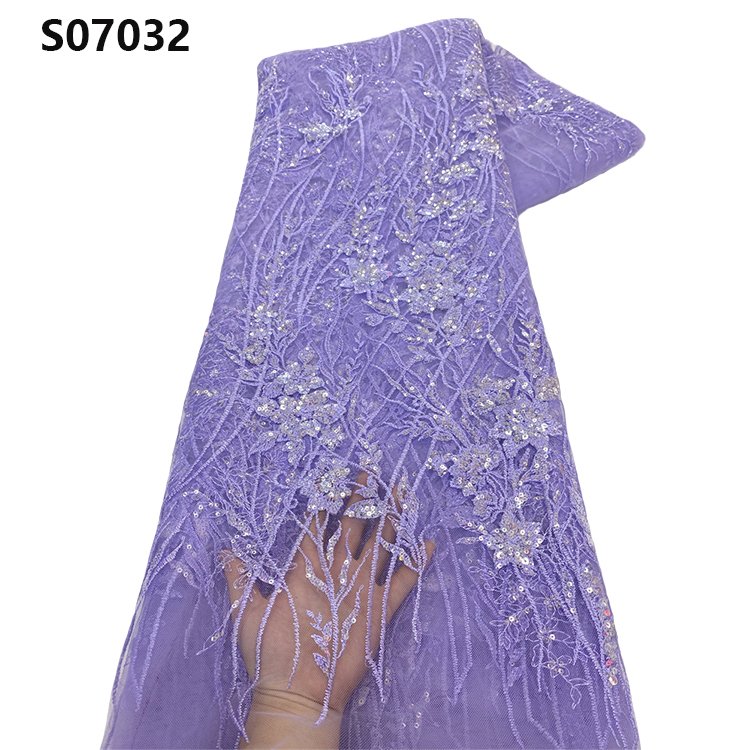 CHOCOO New Arrival African White Sequence Lace Latest French Embroidery Net Lace Fabric With Sequins For Wedding Dress