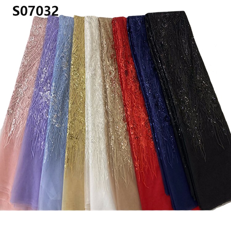 CHOCOO New Arrival African White Sequence Lace Latest French Embroidery Net Lace Fabric With Sequins For Wedding Dress