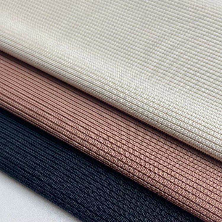 Top quality polyester spandex solid custom color knit 2*2 rib fabric for loungewear and cuff