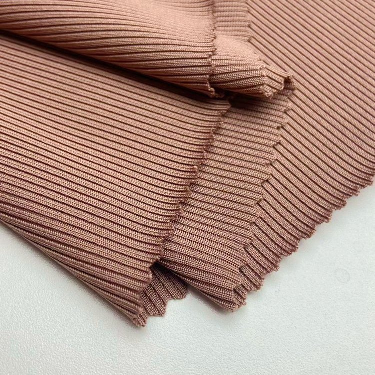 Top quality polyester spandex solid custom color knit 2*2 rib fabric for loungewear and cuff