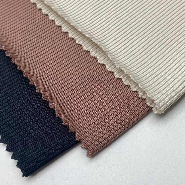 Top quality polyester spandex solid custom color knit 2*2 rib fabric for loungewear and cuff