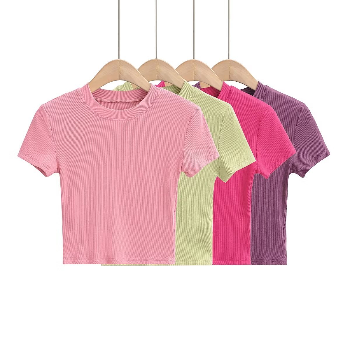 High Quality Custom Cotton T-shirt for Lady's Woman Women's Sexy Round Neck with Skims Solid Basic Rib Tops white black blank