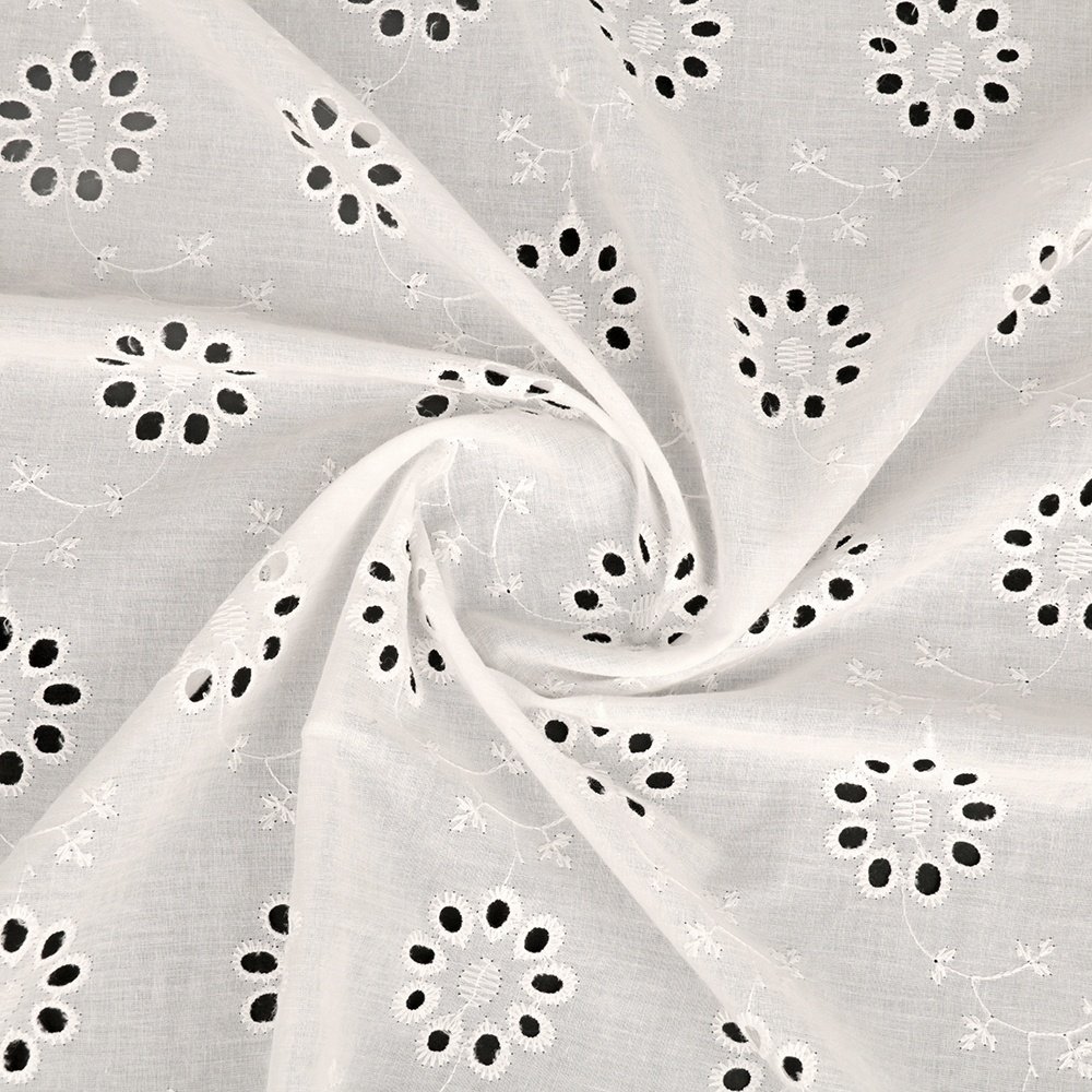 Shaoxing Cheap Price Eyelet Cotton Lace Lace Embroidery Fabric for Dress Trim White 100% Cotton 100% Polyester Lightweight /