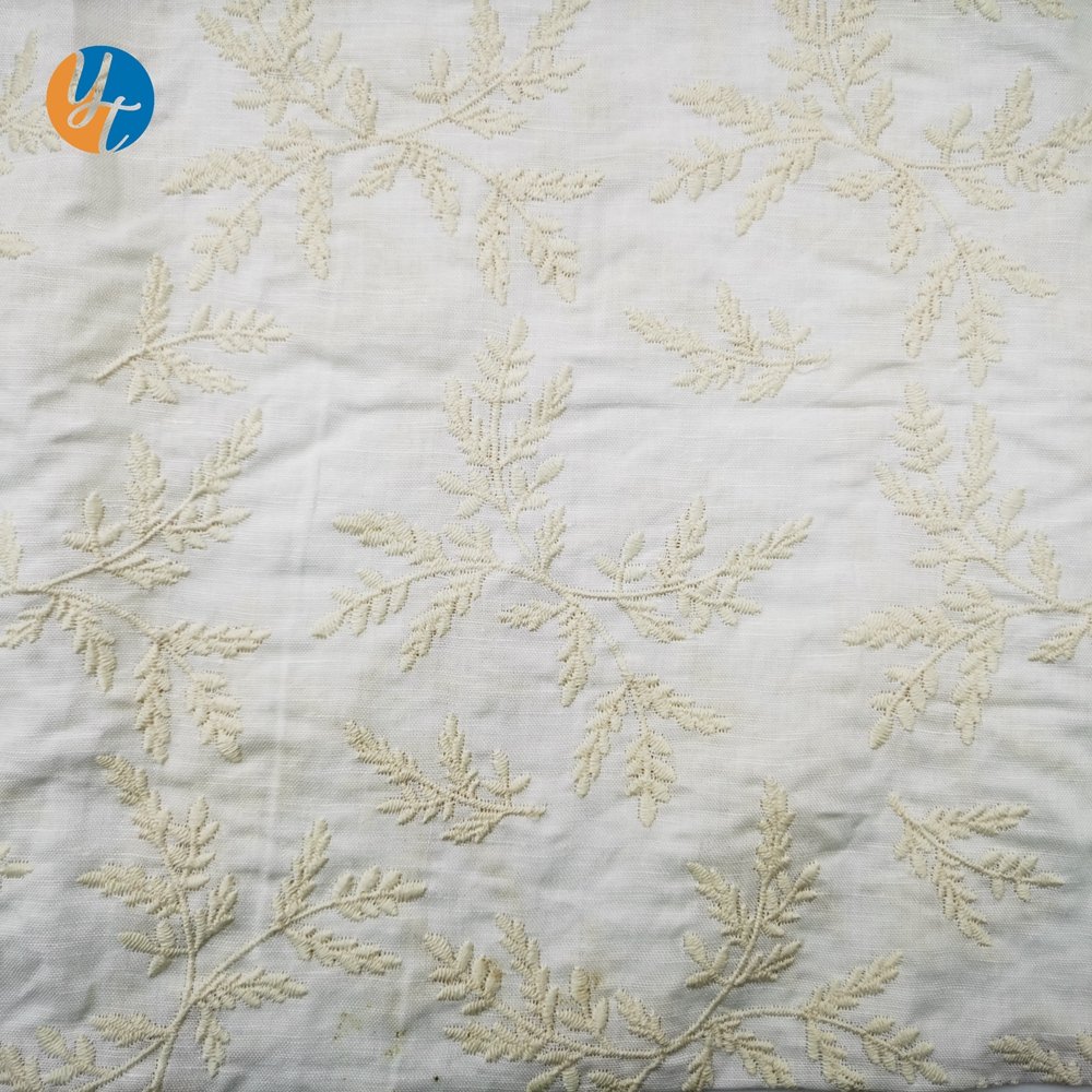 Wholesale Customized Pattern embroidered 100% cotton embroidery fabric for apparel