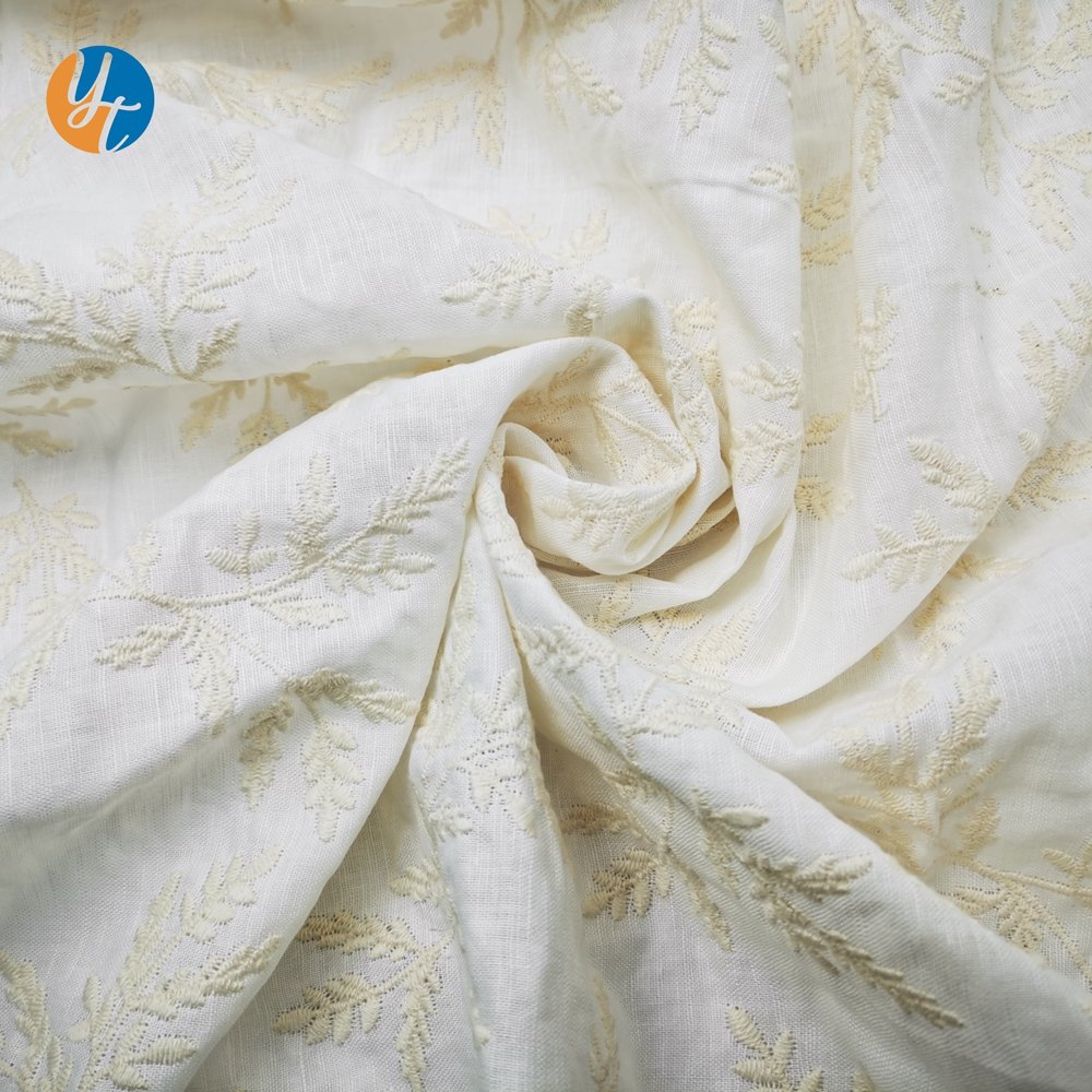 Wholesale Customized Pattern embroidered 100% cotton embroidery fabric for apparel