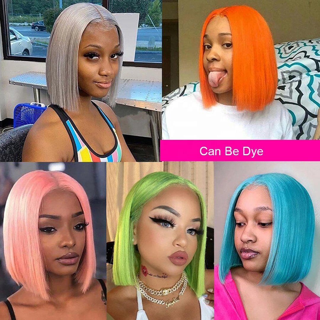 Short Bob Wig Human Hair Lace Front Brazilian Weave Raw Virgin 13x4 13x6 Lace Frontal Wig Wholesale Straight Bob Wig with Bang