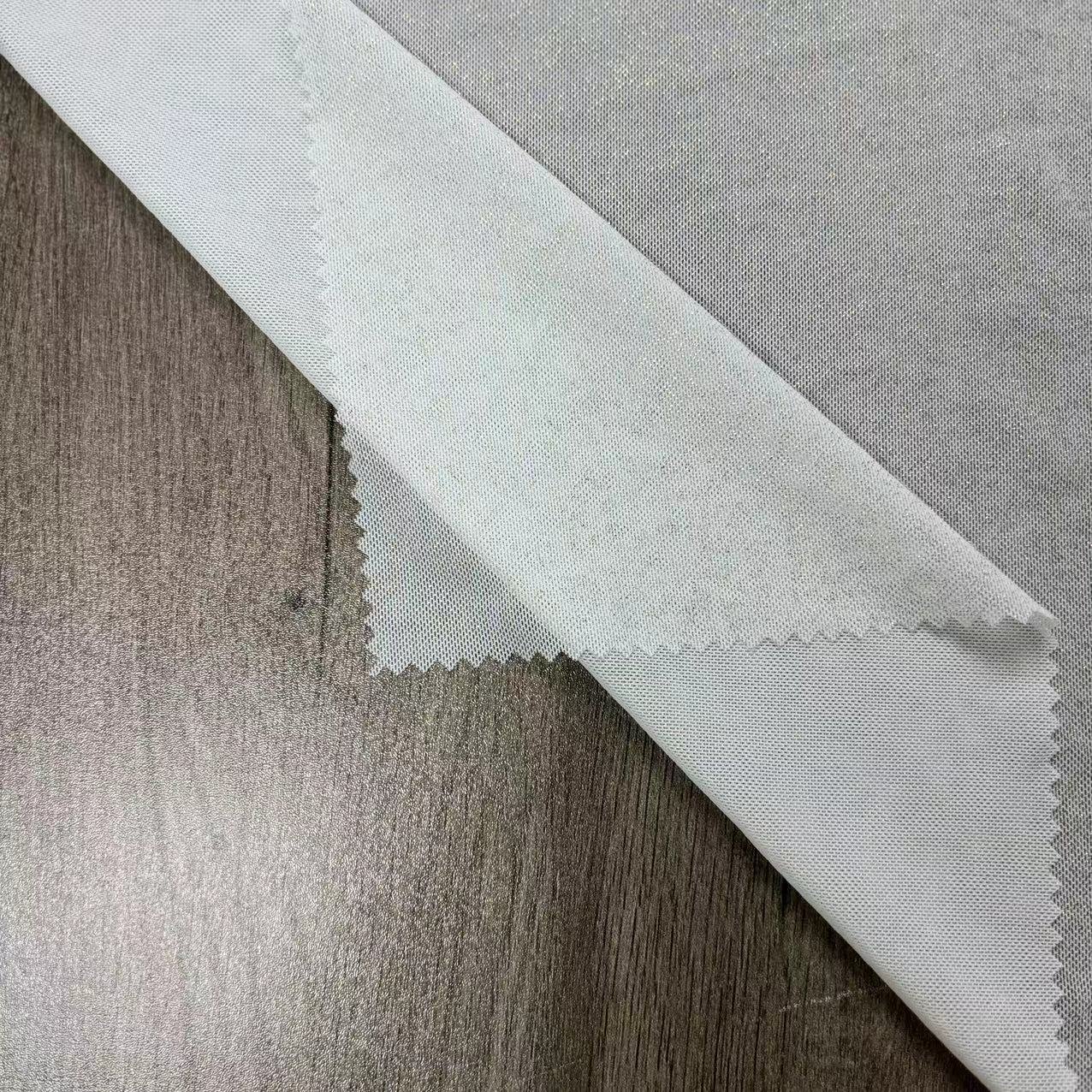 Lady's Nylon Spandex Mesh Stretch Fabric with Golden Foggy Foil Washed for Swimwear Rib Jacquard Style Stretchy Dress Fabric