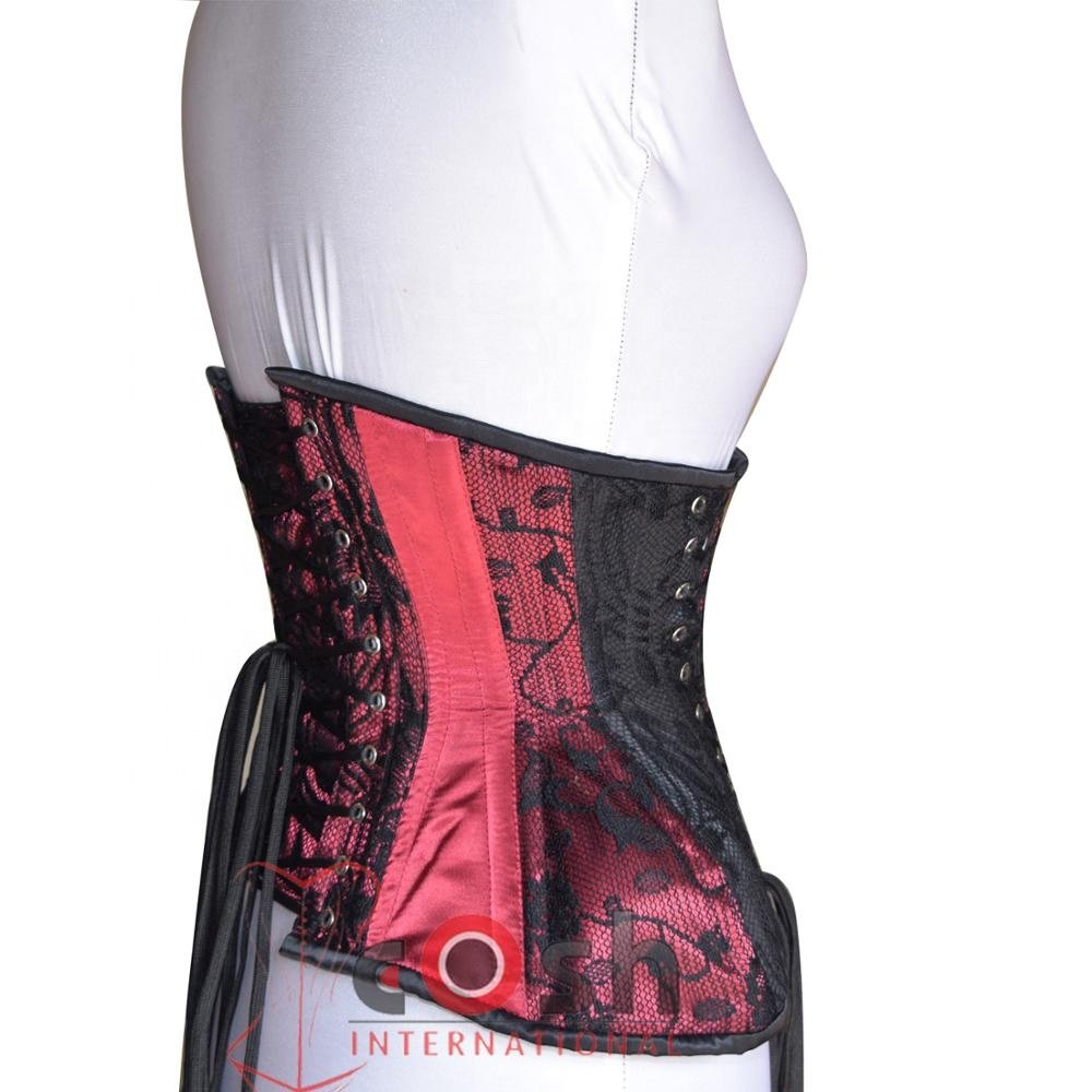 Underbust Steelboned Waist Training Two Tone Satin Corset With Side Laces Fashion And Party Wear Stylish Corset