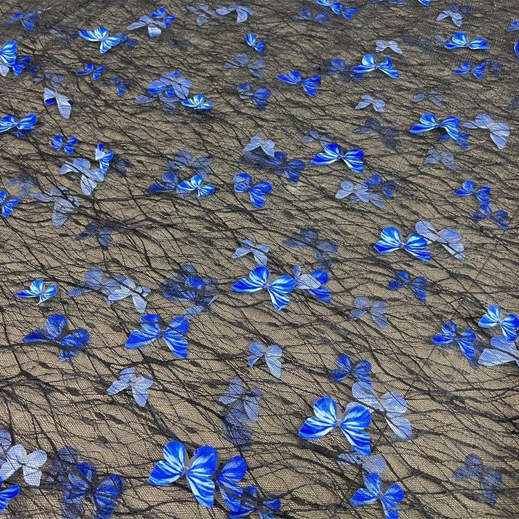 Width 130 cm laser Butterfly 3 d Embroidered Tulle mesh lace fabric voile fabric for women fashion wedding bridal dress