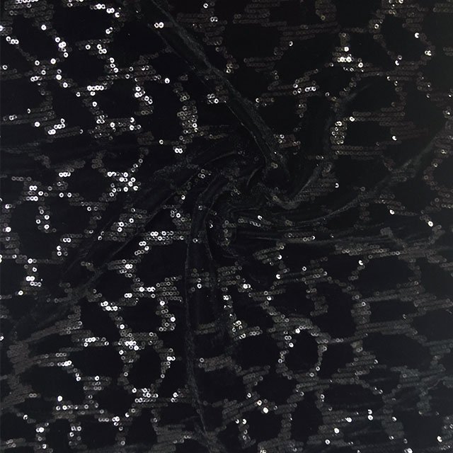 sample free sequin lace fabric black stretchy velvet 3mm leopard sequin fabric