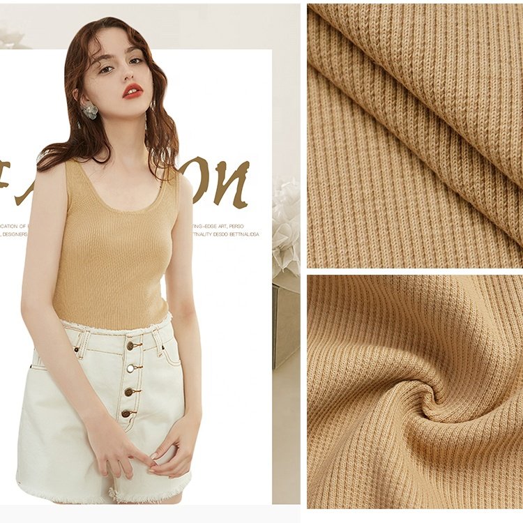 Clothes Hem Fabric Knitted Combed Cotton 2 x 2 Rib Fabric for Sleeves