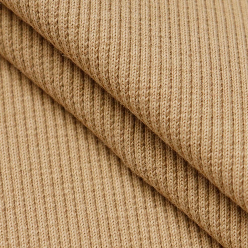 Clothes Hem Fabric Knitted Combed Cotton 2 x 2 Rib Fabric for Sleeves