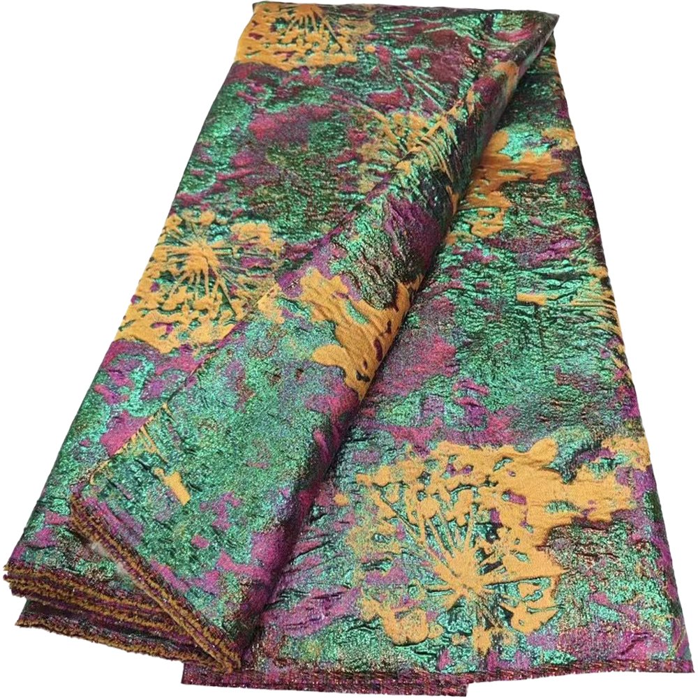 HFX African Gold Plated Brocade Lace Fabric 2024 High Quality Nigerian French Jacquard tulle Lace for women's wedding evening dr