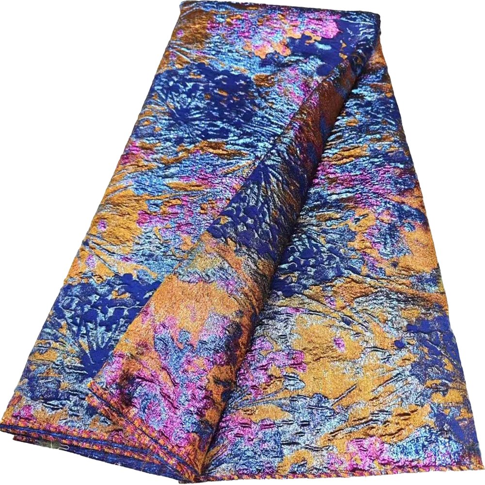 HFX African Gold Plated Brocade Lace Fabric 2024 High Quality Nigerian French Jacquard tulle Lace for women's wedding evening dr