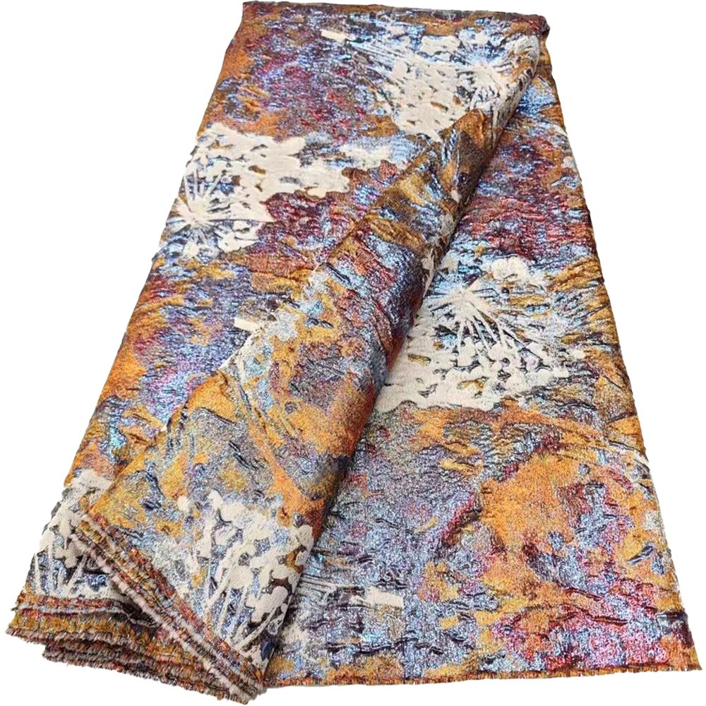 HFX African Gold Plated Brocade Lace Fabric 2024 High Quality Nigerian French Jacquard tulle Lace for women's wedding evening dr