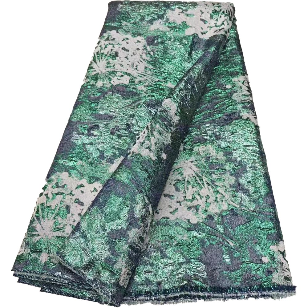 HFX African Gold Plated Brocade Lace Fabric 2024 High Quality Nigerian French Jacquard tulle Lace for women's wedding evening dr