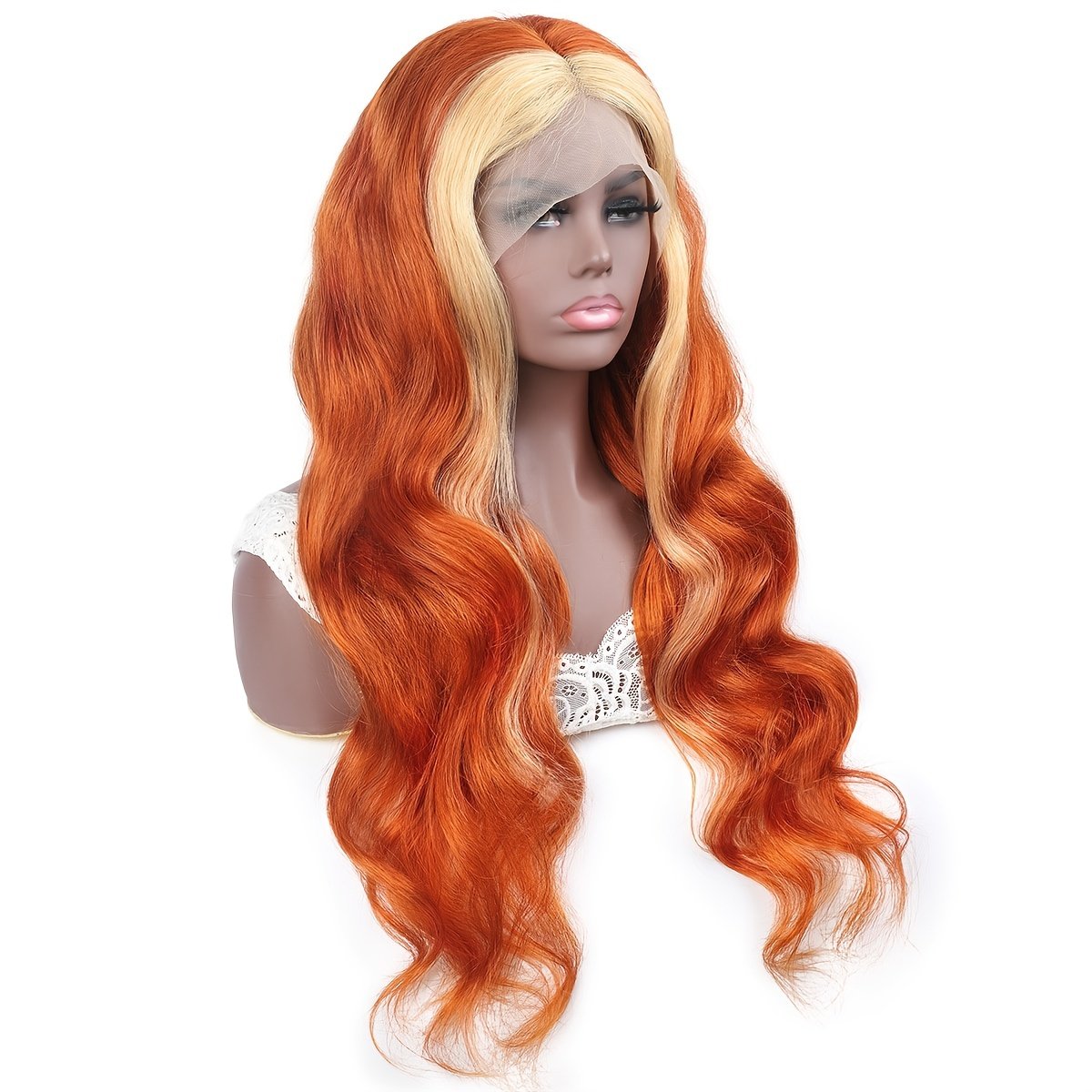 Best price Ginger Red Blonde Orange Color Natural Brazilian Human Hair Lace Front Wigs T Part Pre Plucked Virgin Ginger Wigs