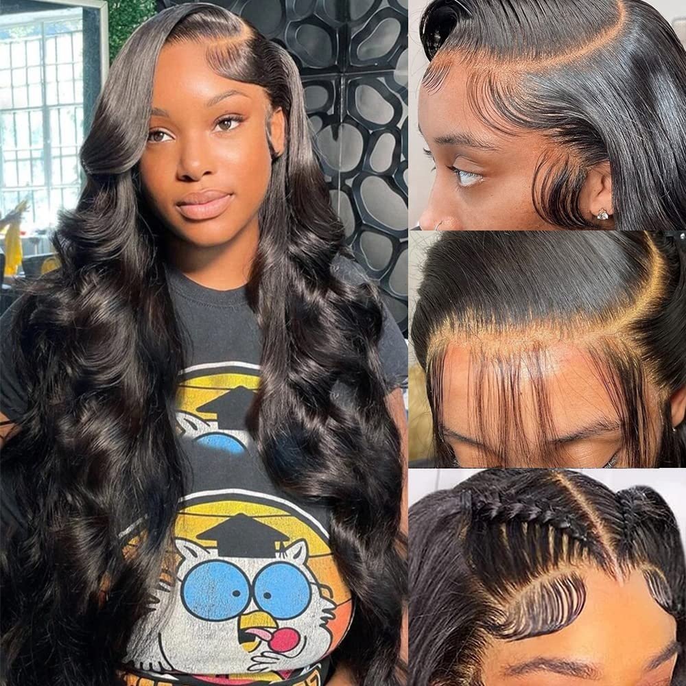 13x6 Body Wave Lace Front Wigs Pre Plucked 180% Density Transparent Lace Frontal Wig Human Hair for Black Women With Baby Hair
