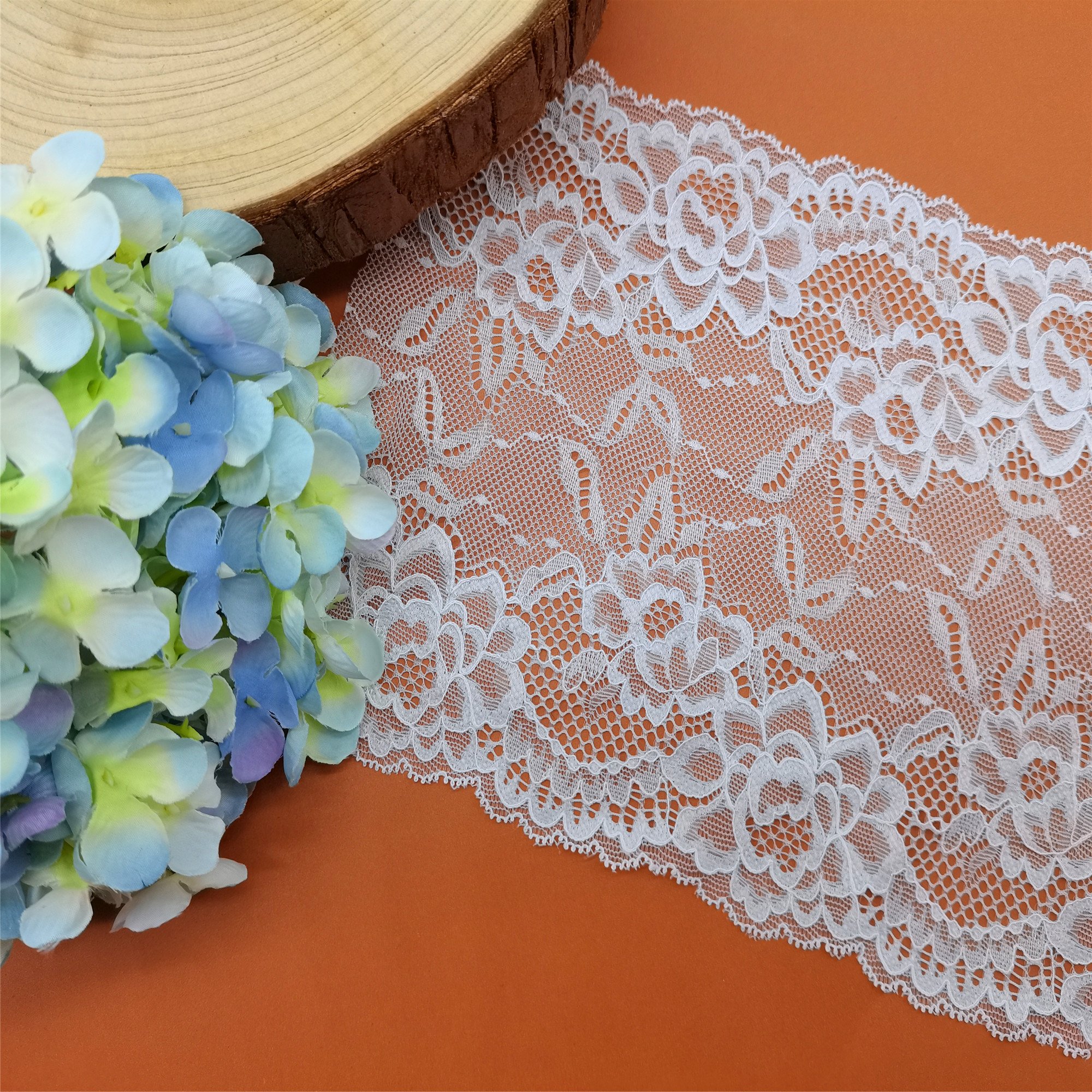 High Quality Elastic Stretch Flower Design Tulle Lace Fancy Knitted Spandex Nylon Mesh Lace Trim Women's Dresses Decoration