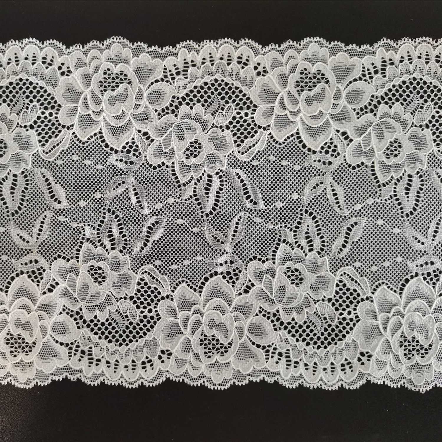 High Quality Elastic Stretch Flower Design Tulle Lace Fancy Knitted Spandex Nylon Mesh Lace Trim Women's Dresses Decoration