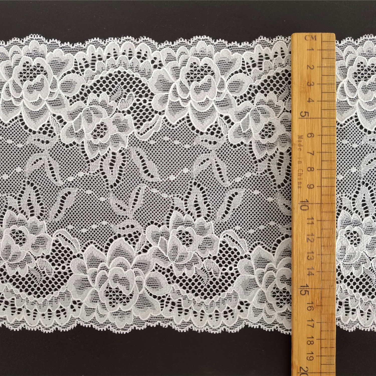 High Quality Elastic Stretch Flower Design Tulle Lace Fancy Knitted Spandex Nylon Mesh Lace Trim Women's Dresses Decoration