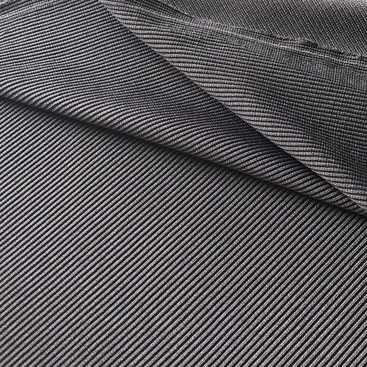 Weft Knitted 92% Polyester 8% Spandex 2*2 Ribbed Textured Swimwear Fabric For Cuff Collar Hem