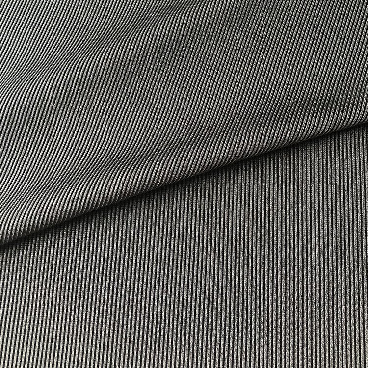 Weft Knitted 92% Polyester 8% Spandex 2*2 Ribbed Textured Swimwear Fabric For Cuff Collar Hem