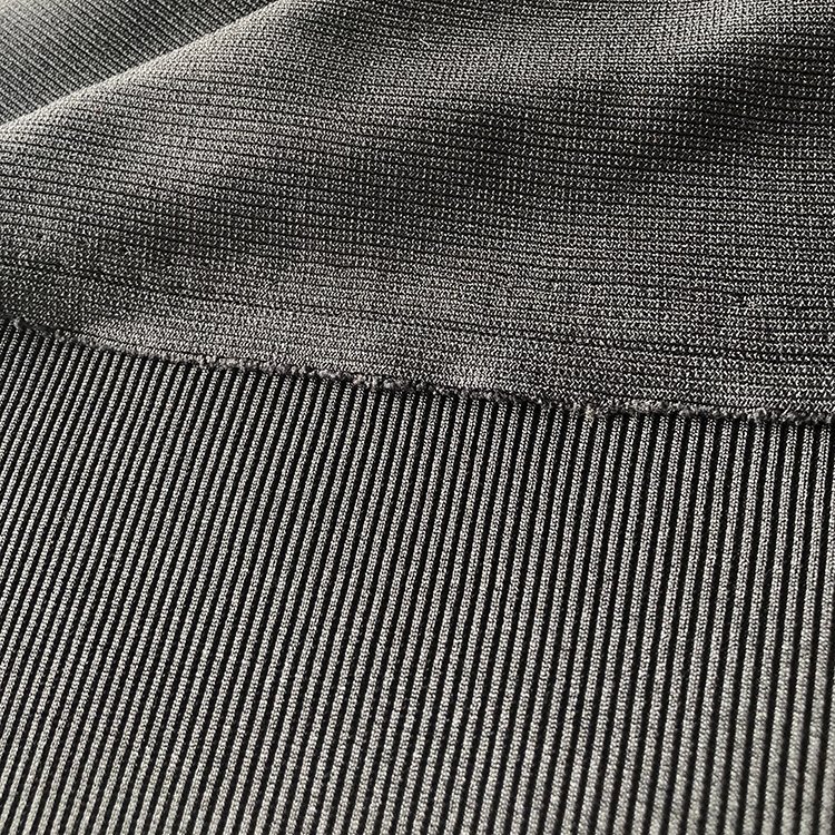 Weft Knitted 92% Polyester 8% Spandex 2*2 Ribbed Textured Swimwear Fabric For Cuff Collar Hem