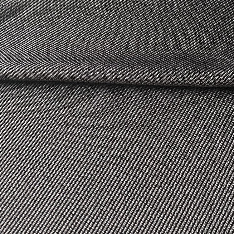 Weft Knitted 92% Polyester 8% Spandex 2*2 Ribbed Textured Swimwear Fabric For Cuff Collar Hem