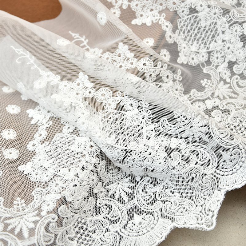 Wholesale luxury nylon material embroidery lace cotton embroidery three-dimensional lace