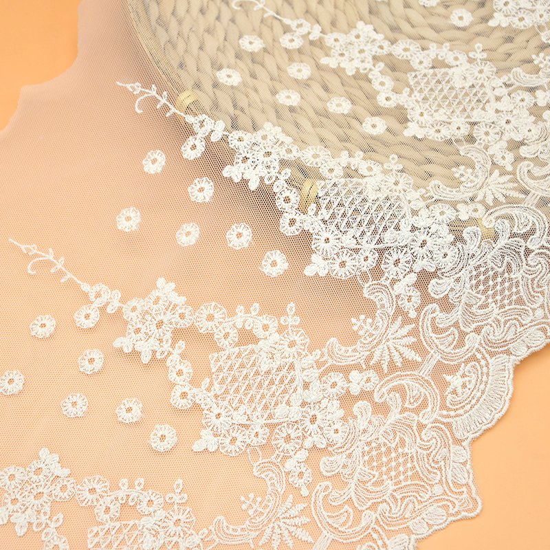 Wholesale luxury nylon material embroidery lace cotton embroidery three-dimensional lace