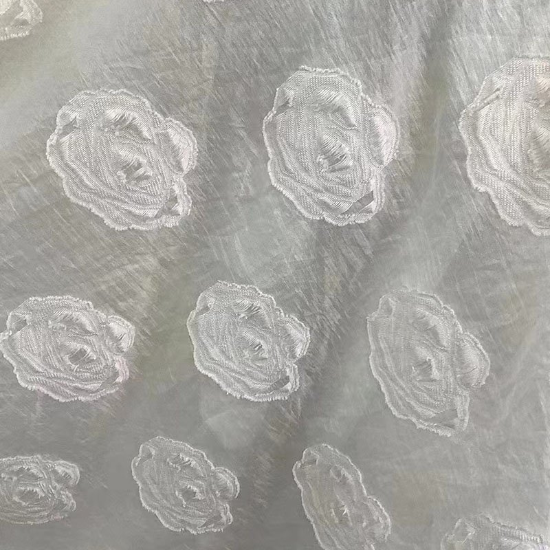 Custom pattern luxury mesh lace fabric polyester flower jacquard embroidery fabric for dress for wedding