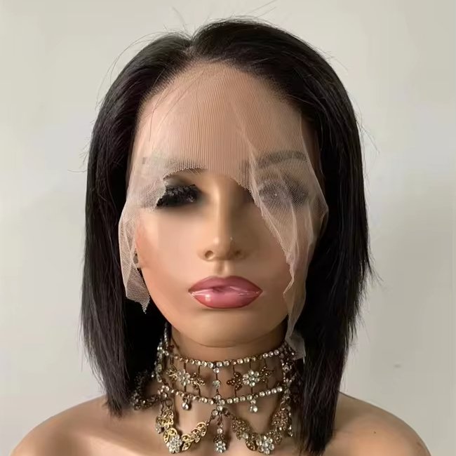 DX080 Afro Wigs for Modern Black Women Kinky Straight Lace Front Wig Afro Short Bob Human Hair HD Full Lace Hairline short 10