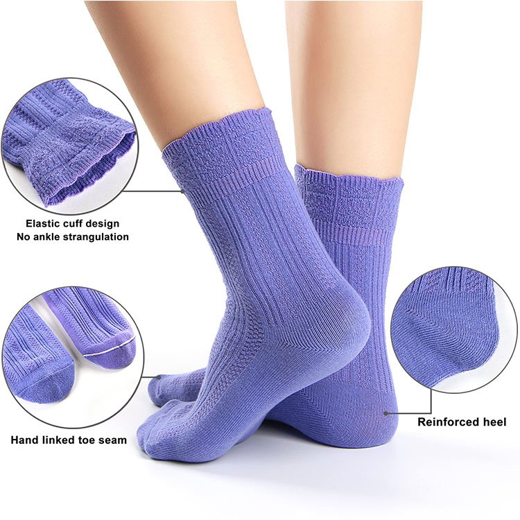 Cotton Breathable Moisture Wicking Ribbed Cable Knitted Socks For Women