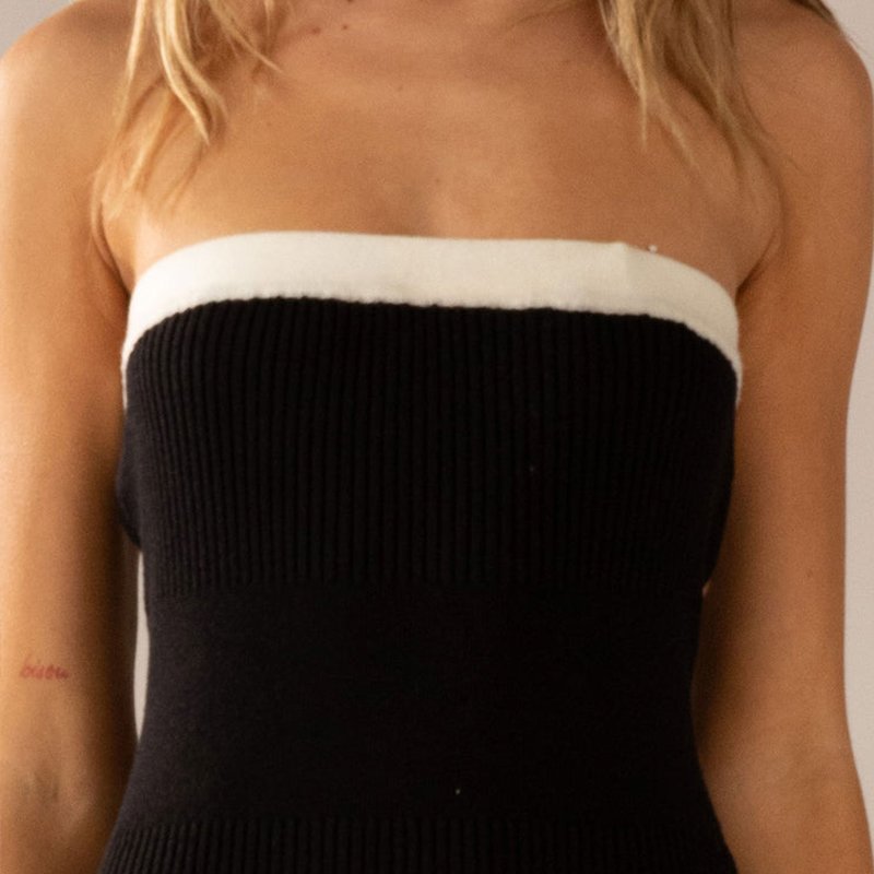 Custom Rib Dresses Strapless Ladies Straight Dress Skinny Back Slim Knitted Long Dress