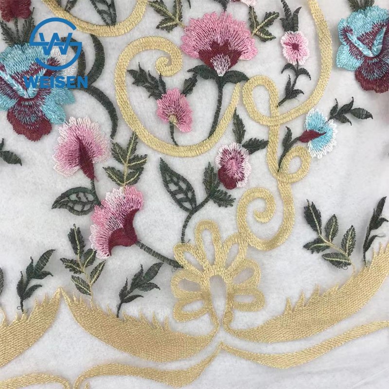 Embroidery Embroidered Flat Organza 2019 Flower Tulle Dress Mesh Guipure Net Lace Fabric
